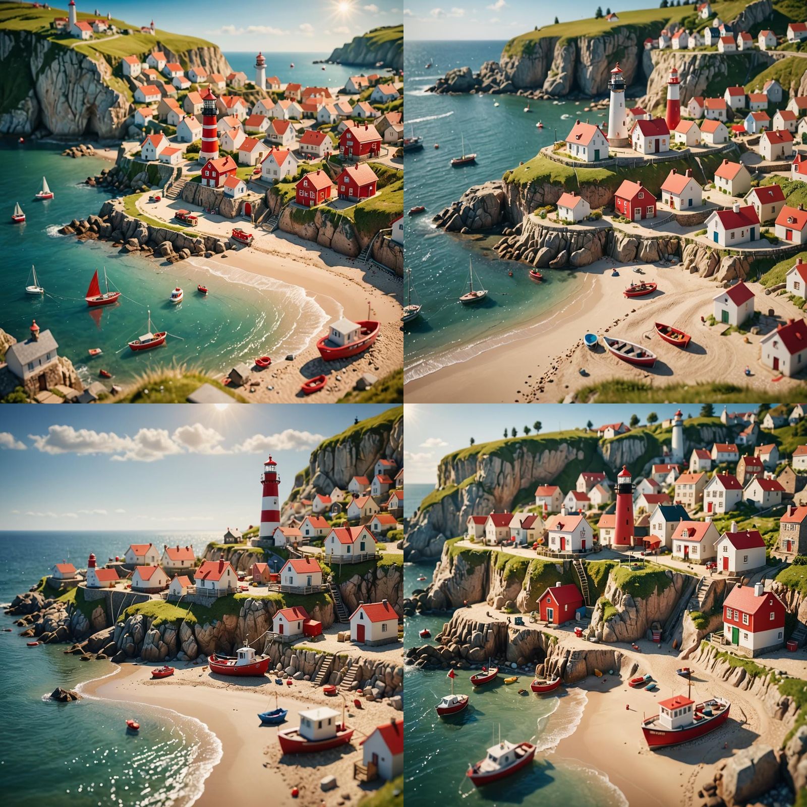 Miniature Seaside Village with Lighthouse in UHD