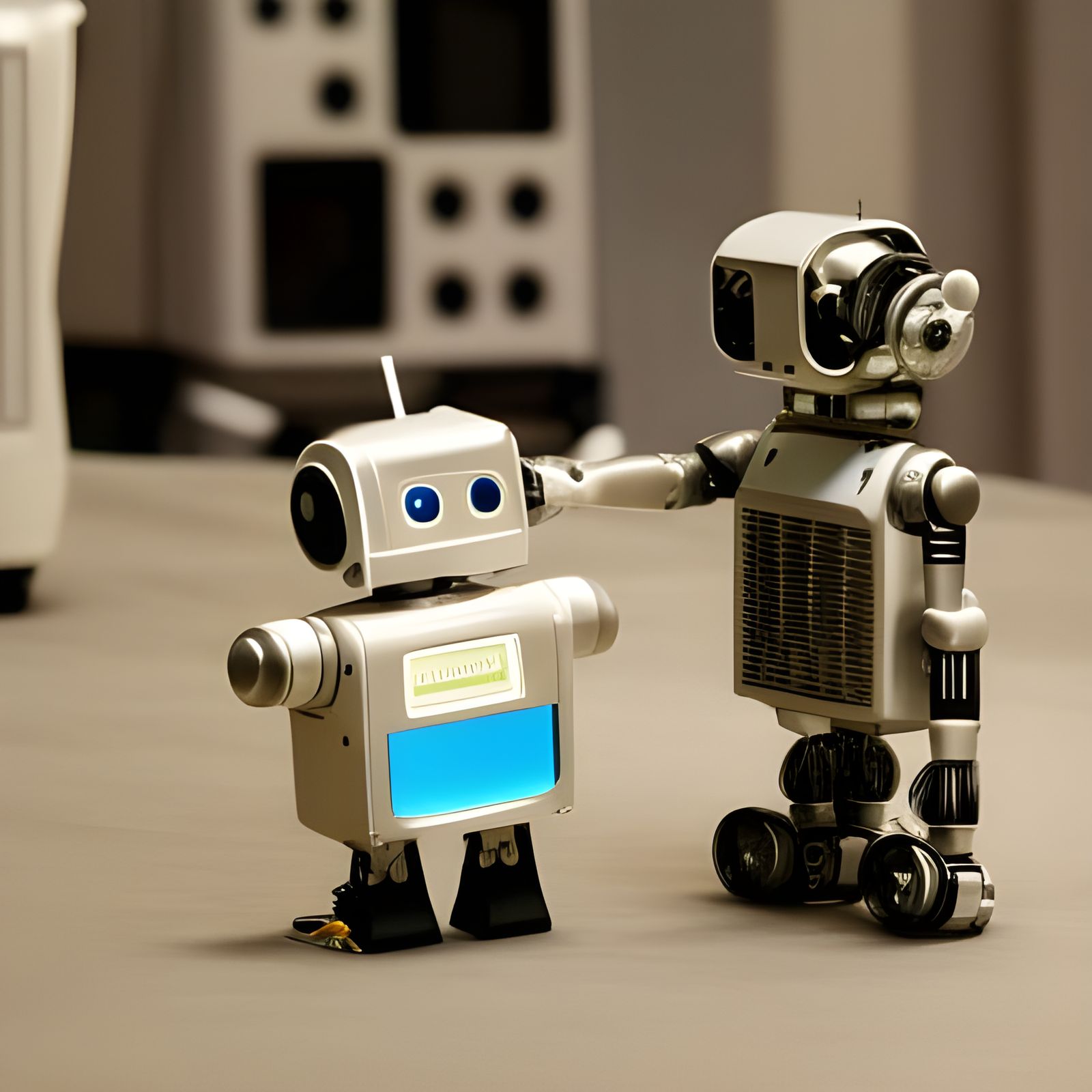 small robotic maid, in imaginary world constructed from motherboards and ram bar