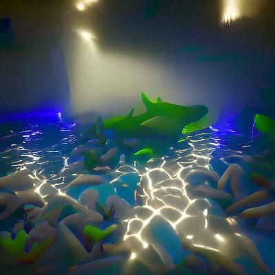 Shark Infested Waters: Hyperrealistic 3D Neon Scene