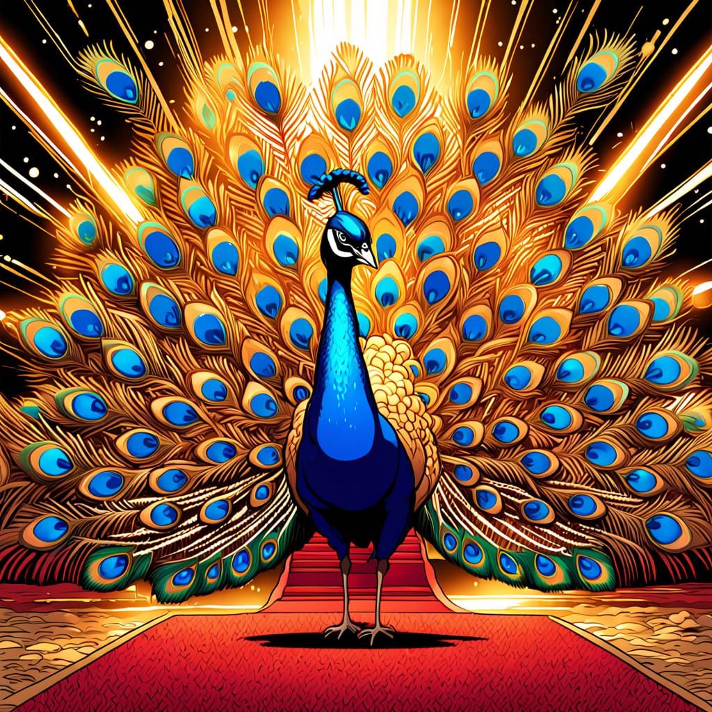 Vibrant Peacock in Dynamic Comic Book Art