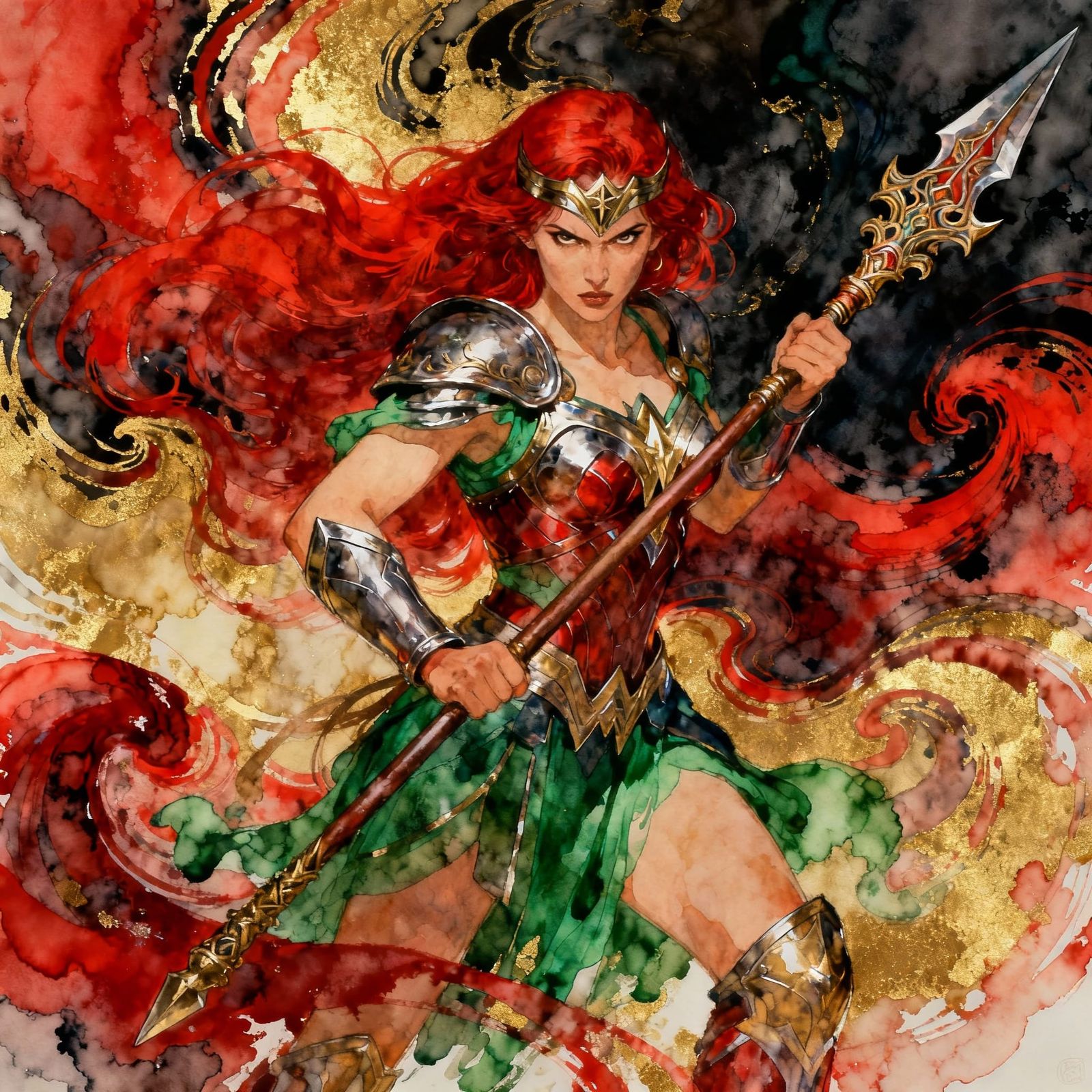 Amazon Warrior in Abstract Digital Painting
