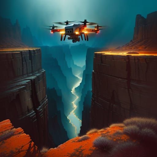 Canyon Sentinel: Digital Art in a Cinematic Style
