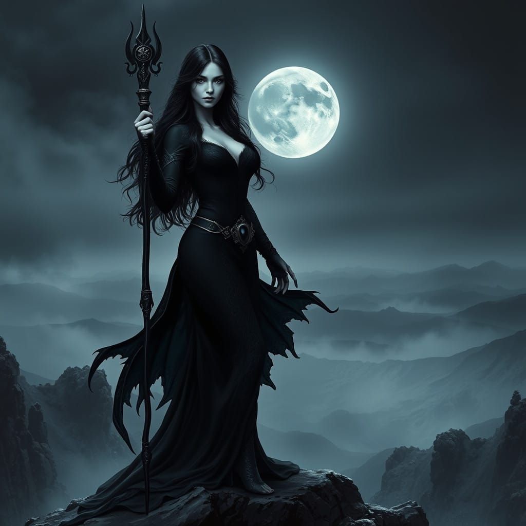 Dark Fantasy Sorceress in Eternal Twilight