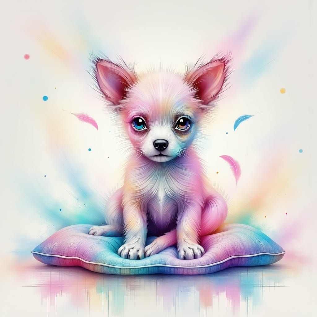 Adorable Chihuahua Puppy in Neon Pastel Colors