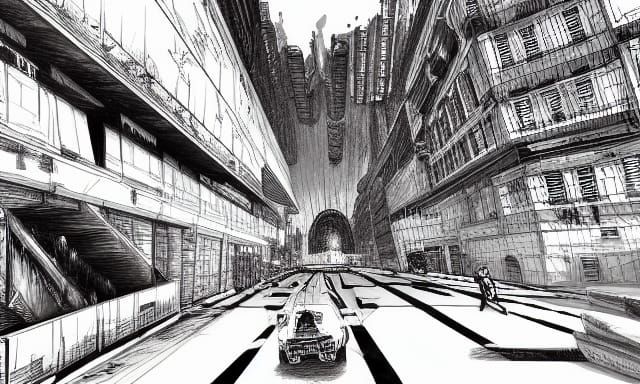 Dynamic Figures in Ink, Two Point Perspective