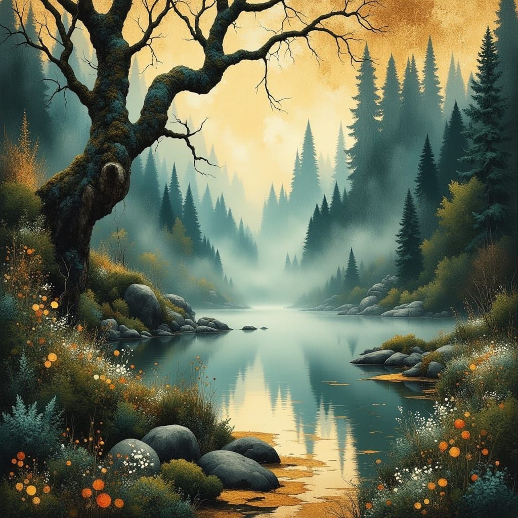 Ethereal Art Deco Fantasy with Vivid Colors