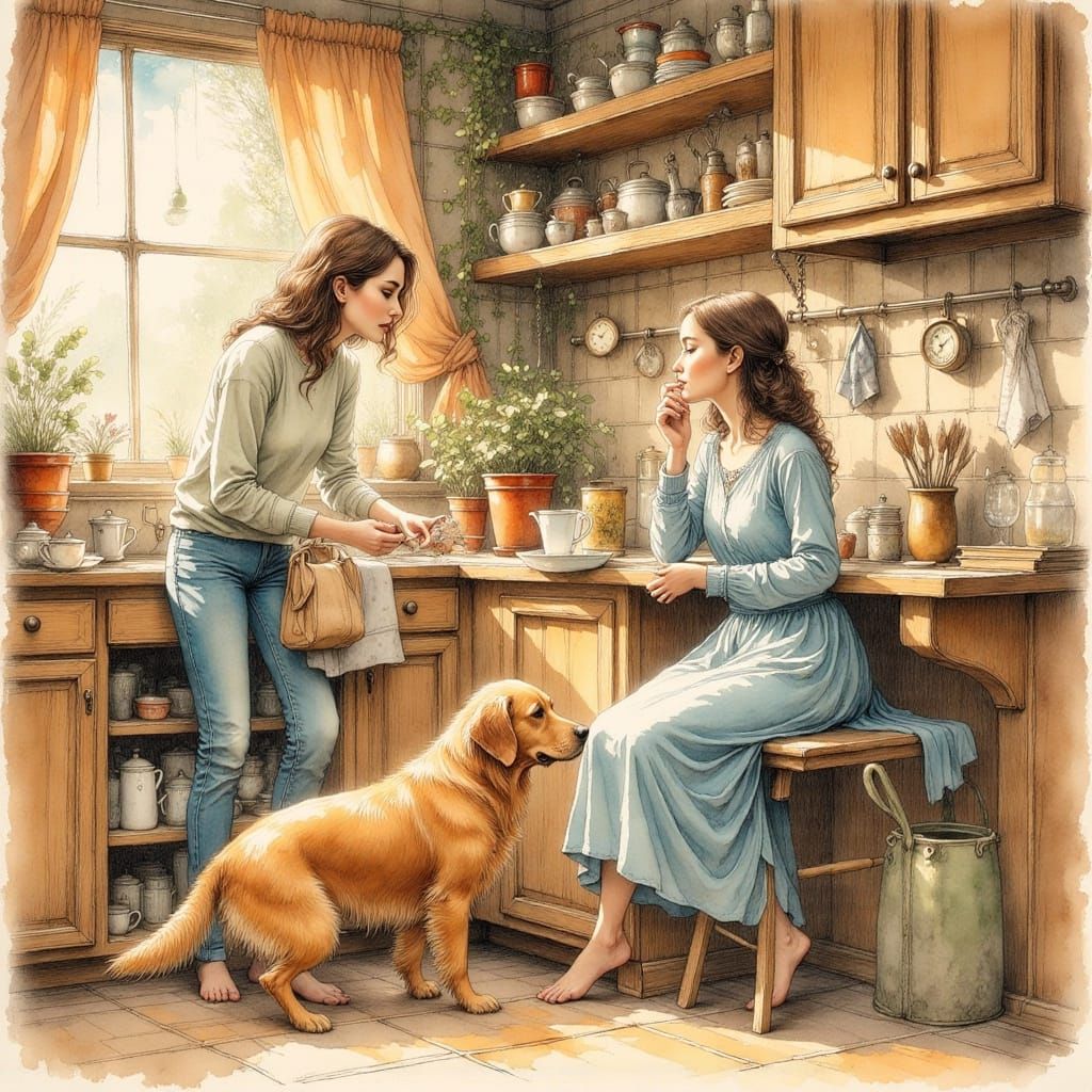 Nostalgic Family Scene in Rockwell Style