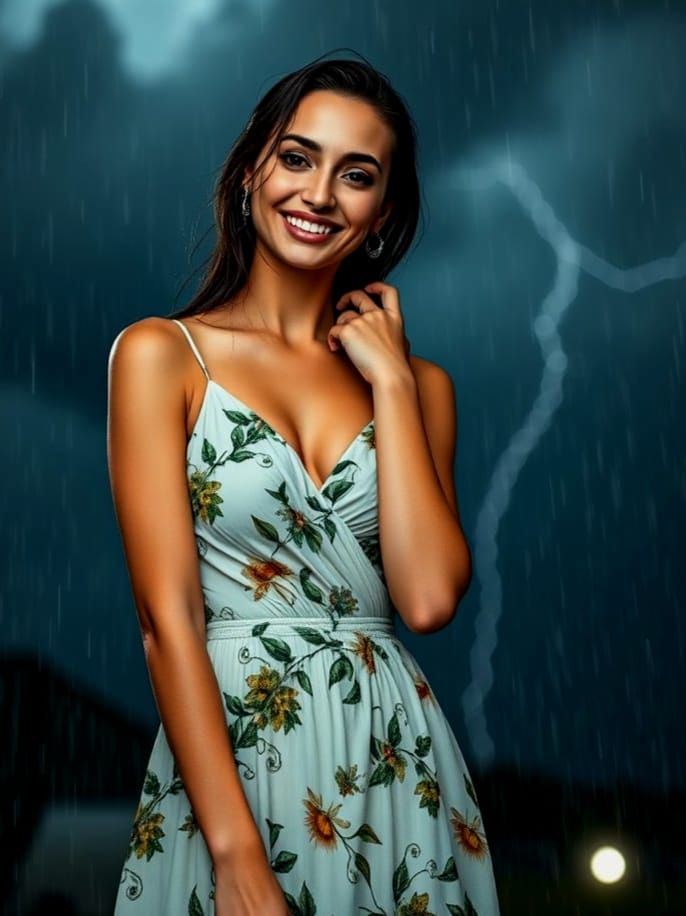Fashion Shooting in Beginning Thunderstorm