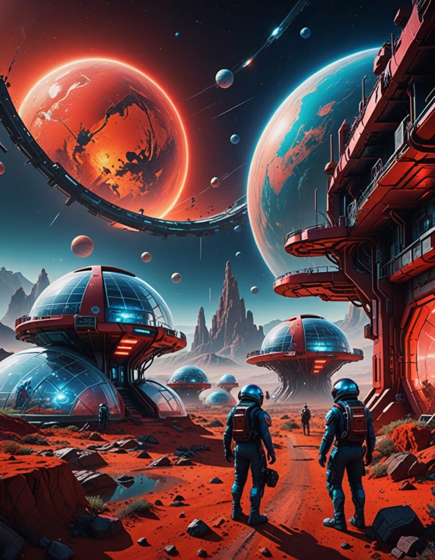 Futuristic colony on Mars