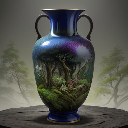 Enchanted Chinese Vase with Mythical Creatures