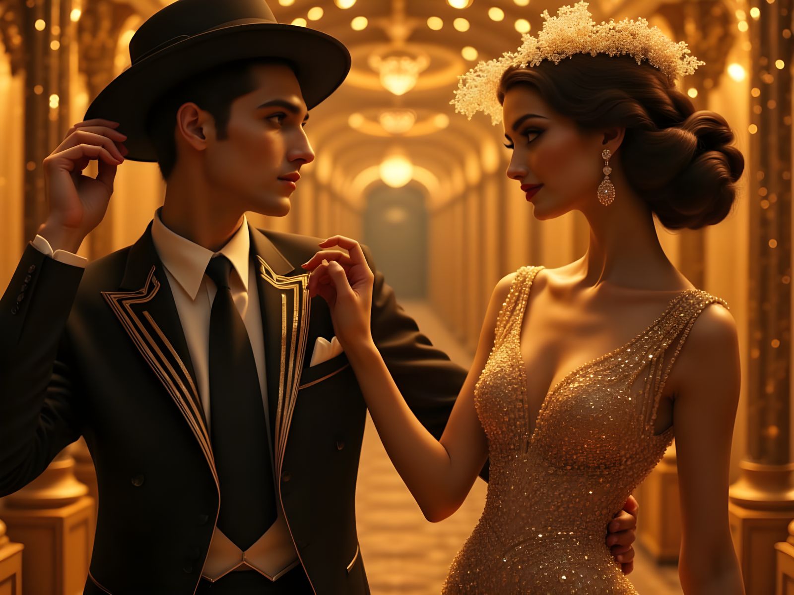 Roaring Twenties Romance: Zoot Suit Dancer Charms Flapper