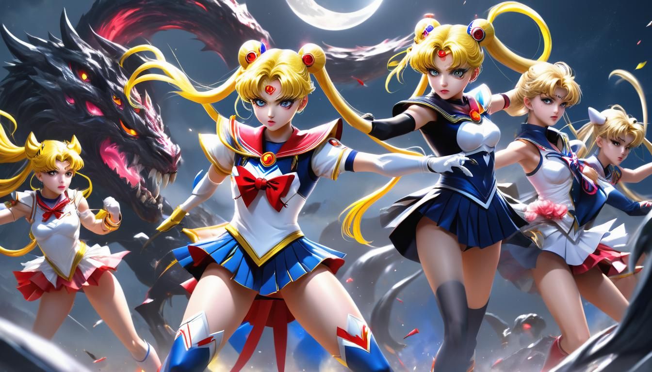 Sailor Moon Battles Monsters: 3D Anime Art