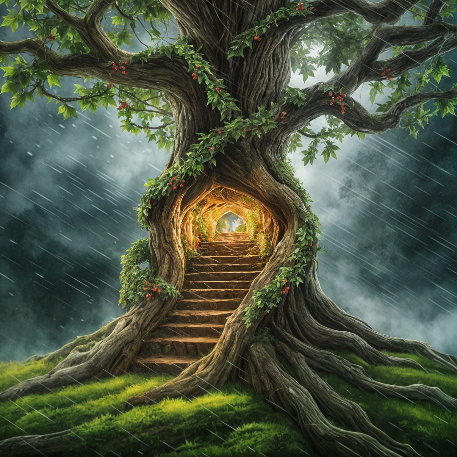 Elvish Tree Sanctuary in Digital Art