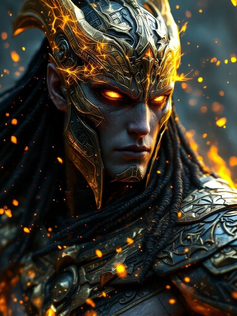 Ancient Annunaki Warrior Gazing from the Shadows