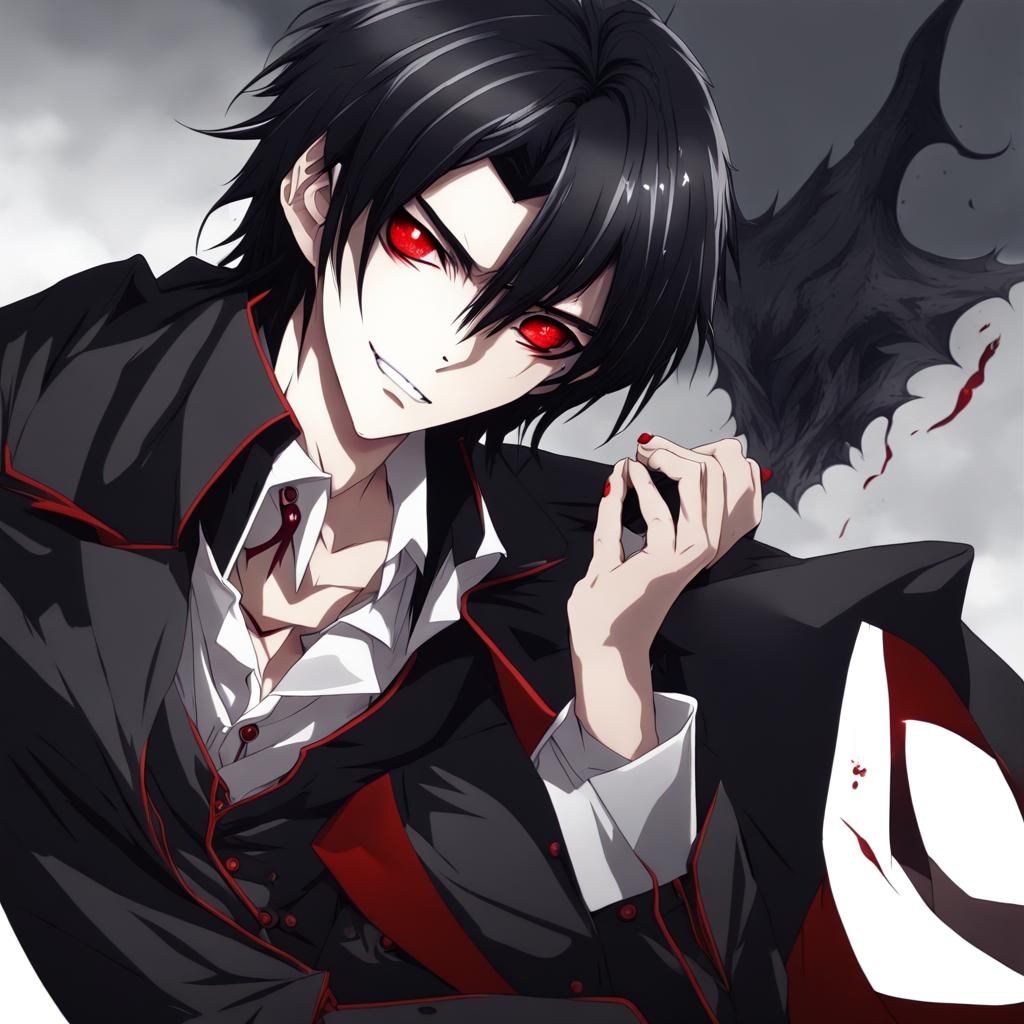 Anime Vampire Boy Portrait in Manga Style