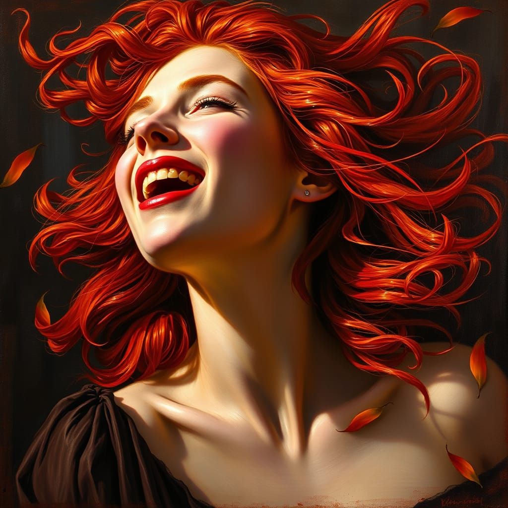 Woman in Rapture: Oil Painting in Titian's Luminous Style