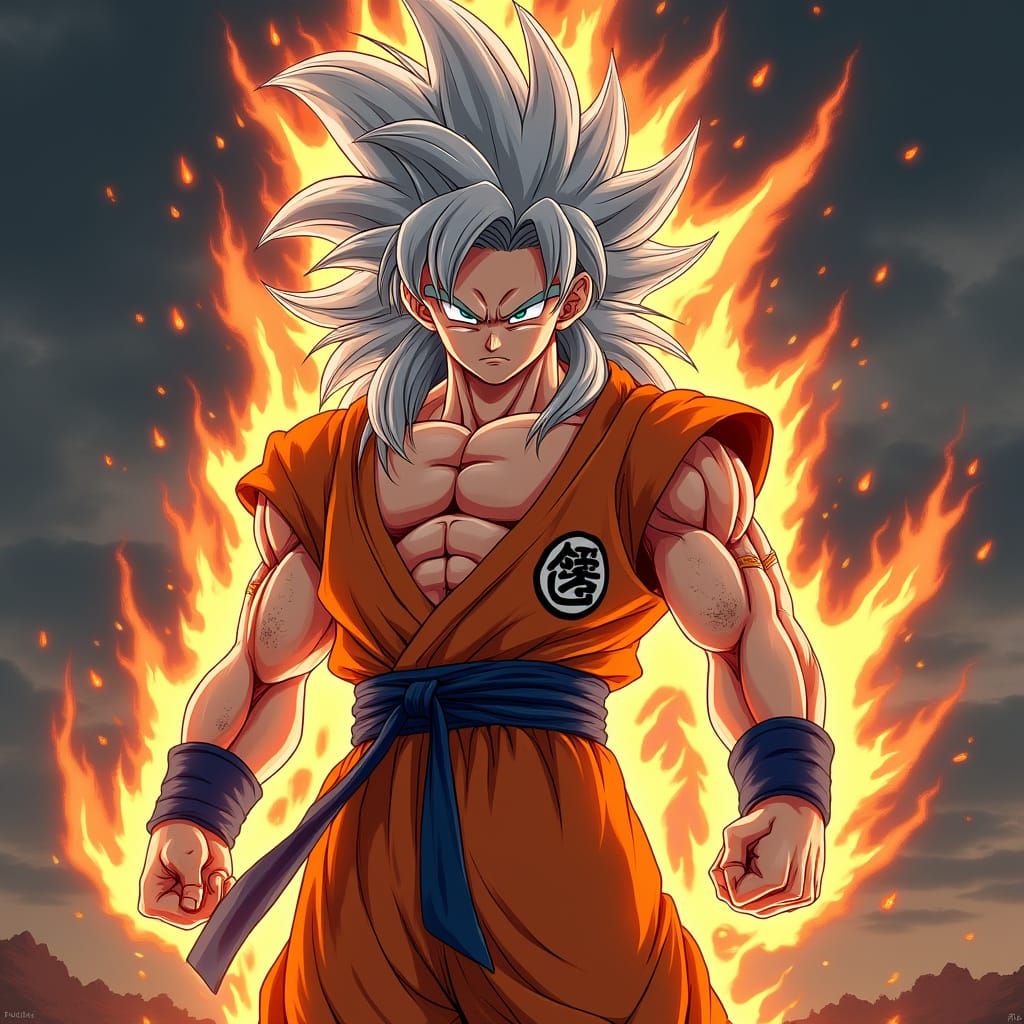 Goku's Primordial Saiyan Form: Ultra-Realistic Anime Art