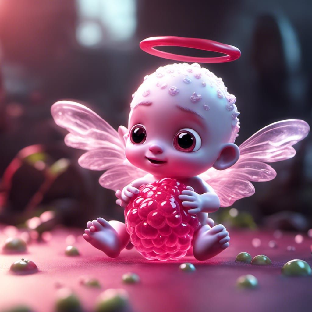 Cute Angel Belly Raspberry on Jelly Creature