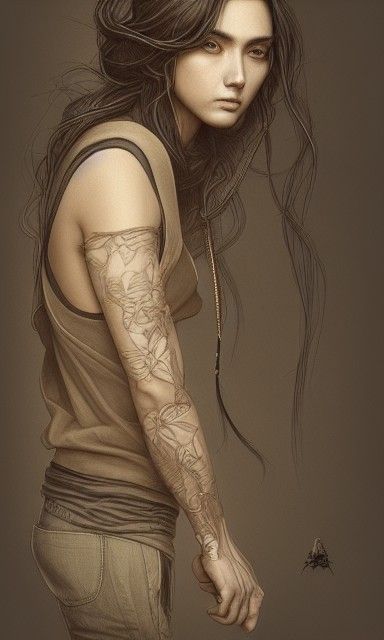 Detailed Portrait of Backlit Hippie Man in Neoromantic Style