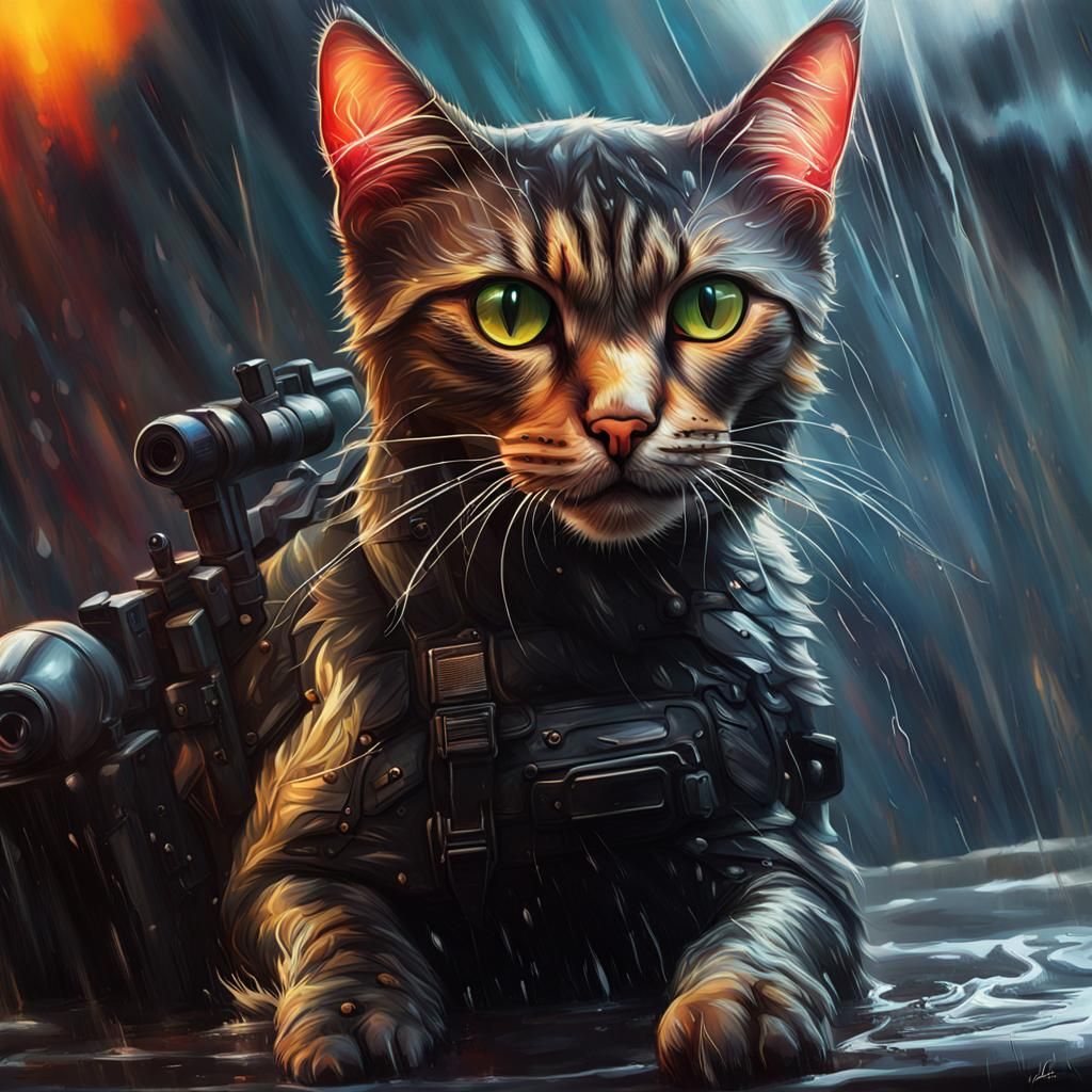 Hyperrealistic Cats in Black Ops: Splash Art