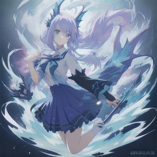 Vaporeon Girl in School Uniform: Anime Style