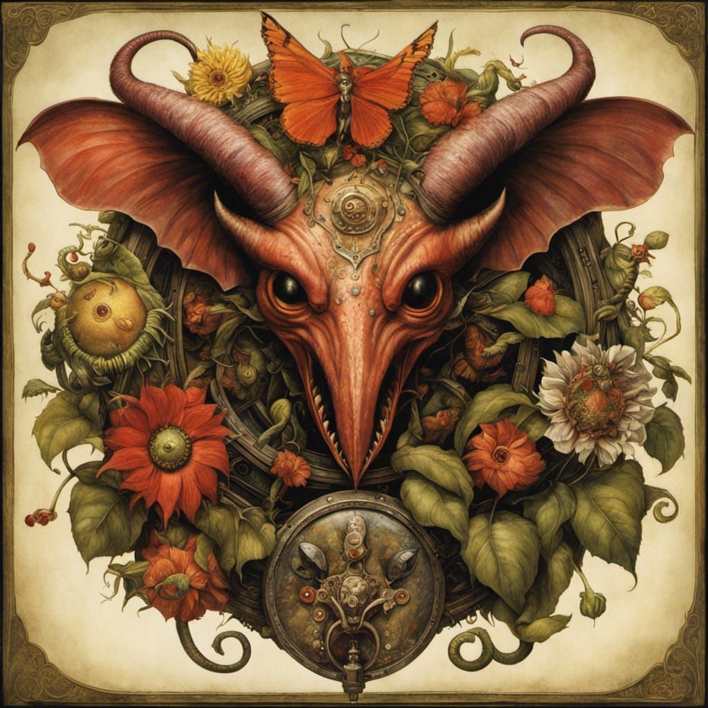 Colorful Mechanical Flower Demon in Surreal Style