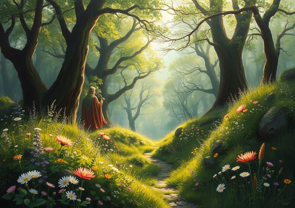 Green Spring Vale: Hyperdetailed Oil Painting