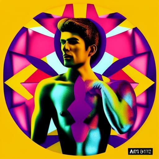 Handsome Man in Pop Art Style Portrait