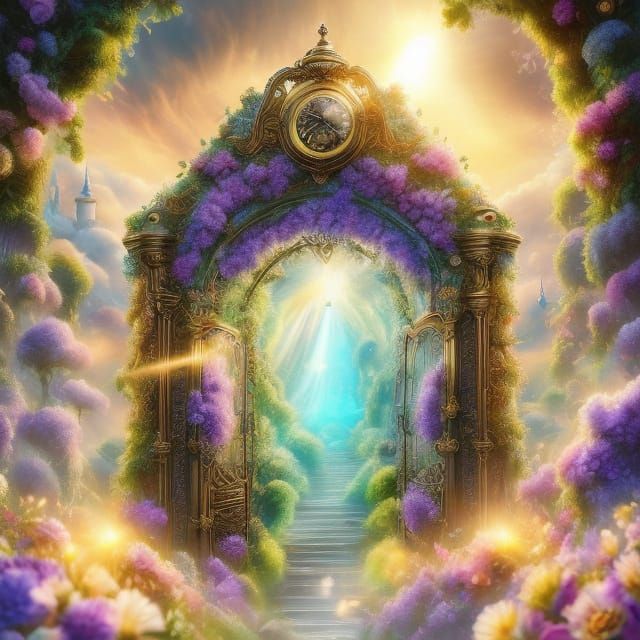 Steampunk Iris Airship Soars in Lavender Sky