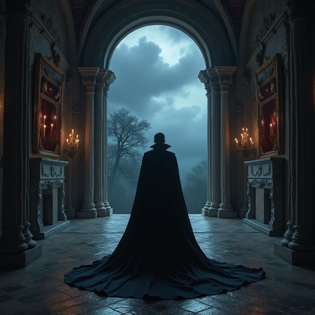 Gothic Vampire Lord in Dark Castle