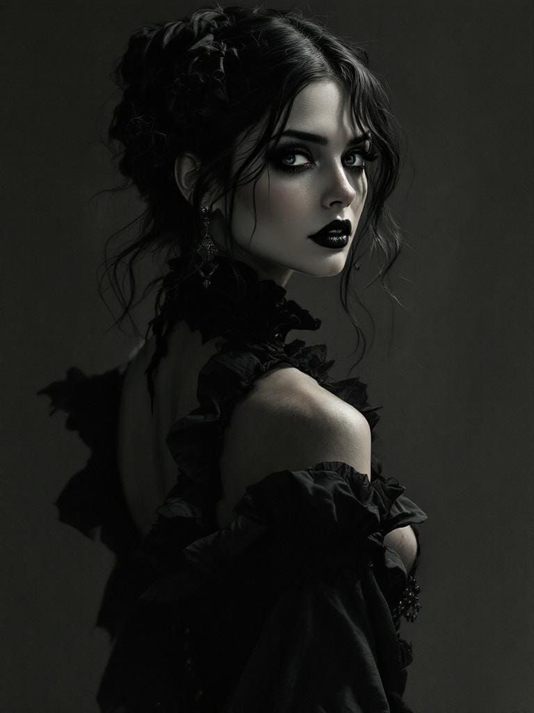 Gothic Woman in Dark Fantasy Realism Style