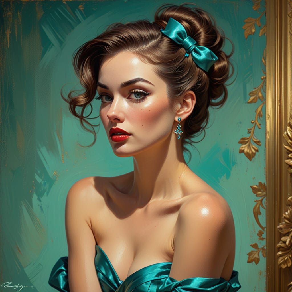 Pinup Woman Halloween Oil Painting