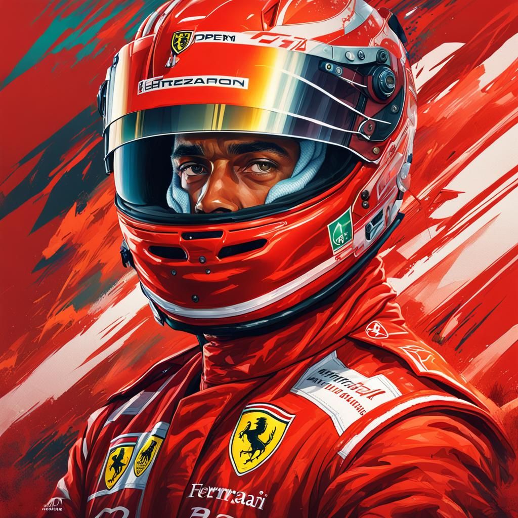Lewis Hamilton Ferrari Portrait: Hyperdetailed Concept Art