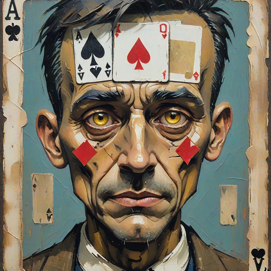 Expressionist Portrait of a Forgotten Playing Card Character