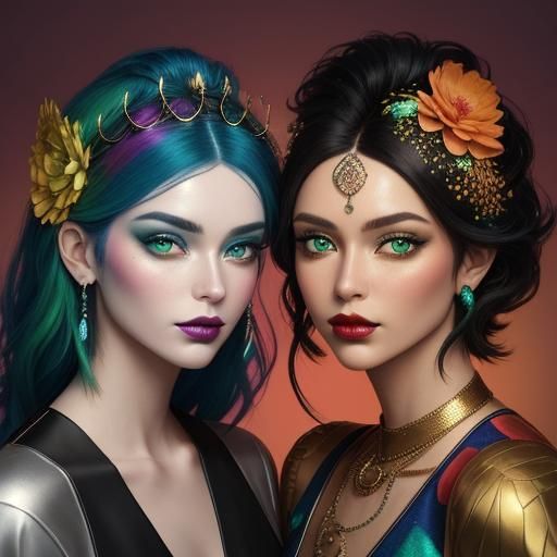 Candy Art: Women with Peacock Feathers and Gold Skin