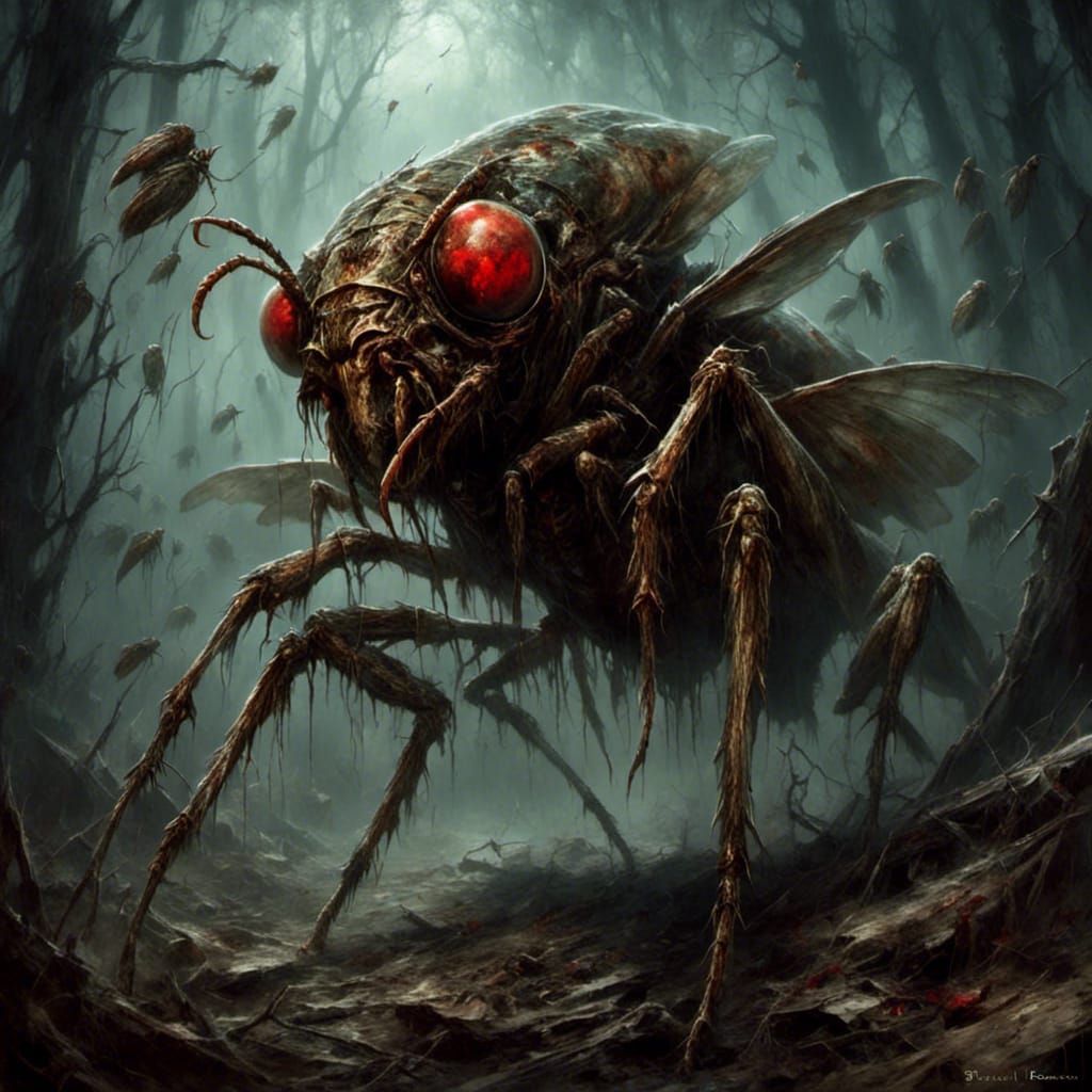 Macabre Zombie Cicadas in Horror Style