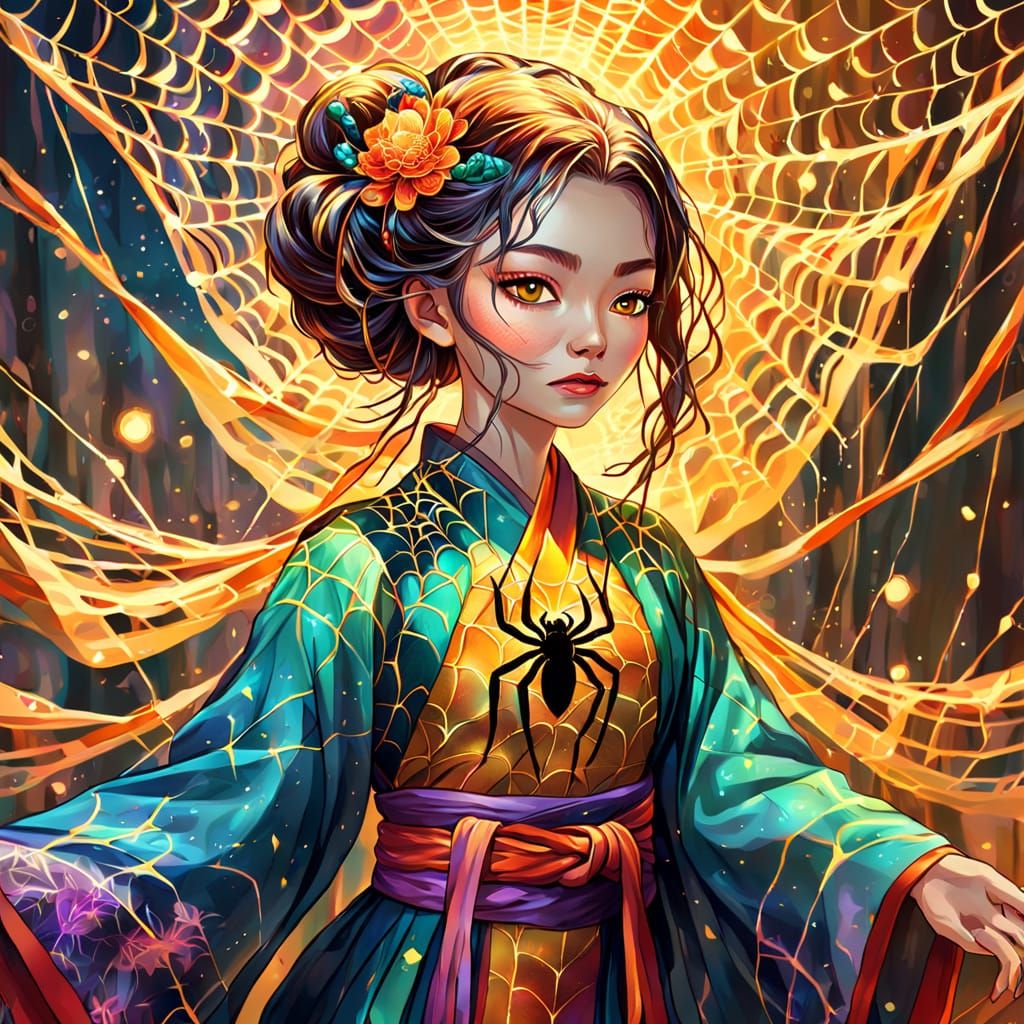 Jorōgumo: Spider Transforming into Woman, Oil Painting