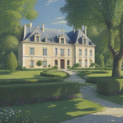 Neo-Renaissance Chateau: Architectural Sketch in Klimt Style