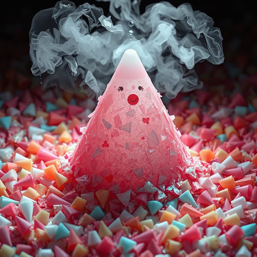 Melting Plastic Cone Sea in Hyper-Realistic CGI