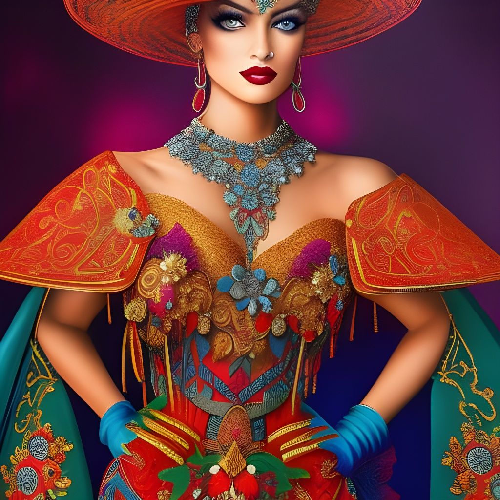 Extravagant Model in Futuristic Comic Book Art