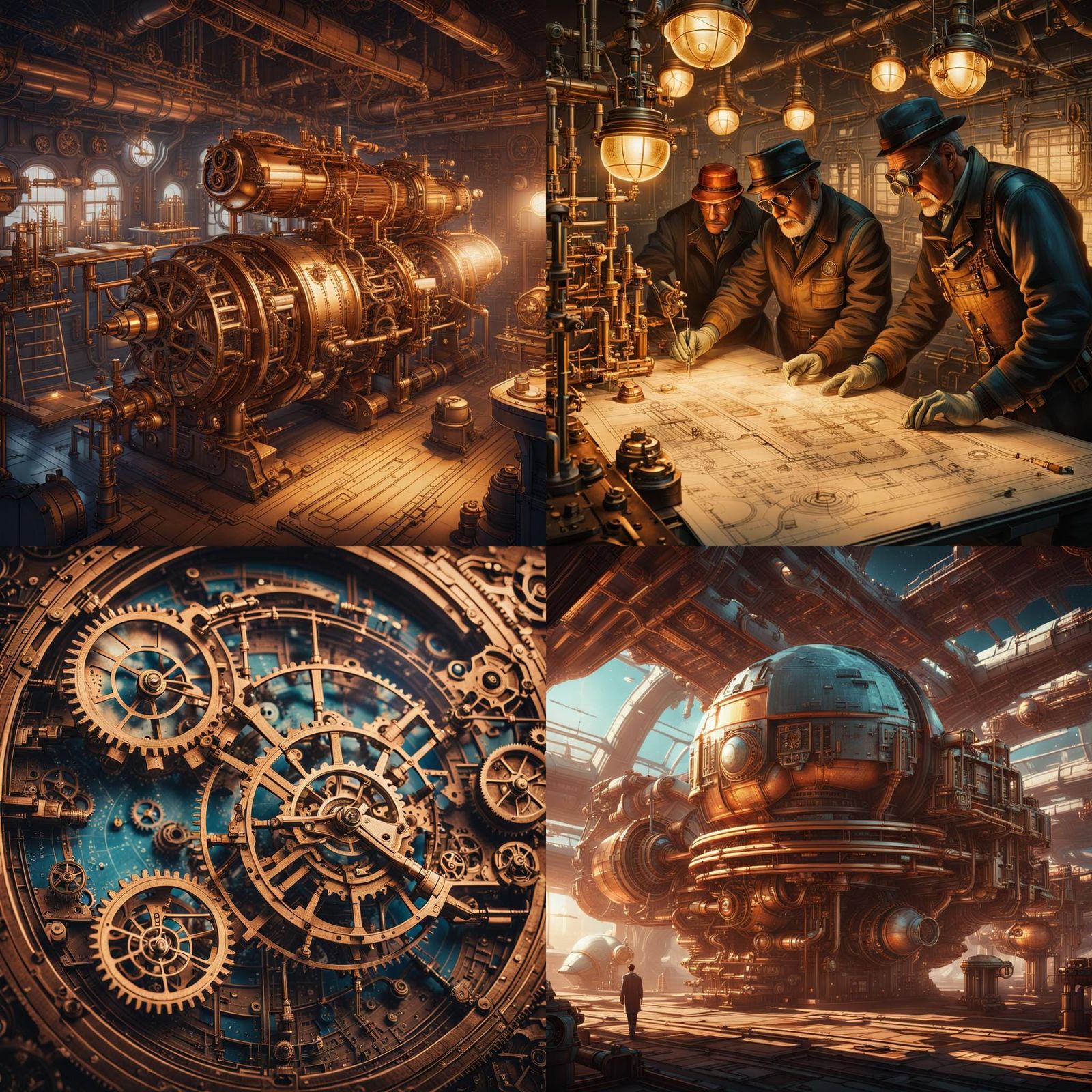 Retro Steampunk Intergalactic Space Station Blueprint