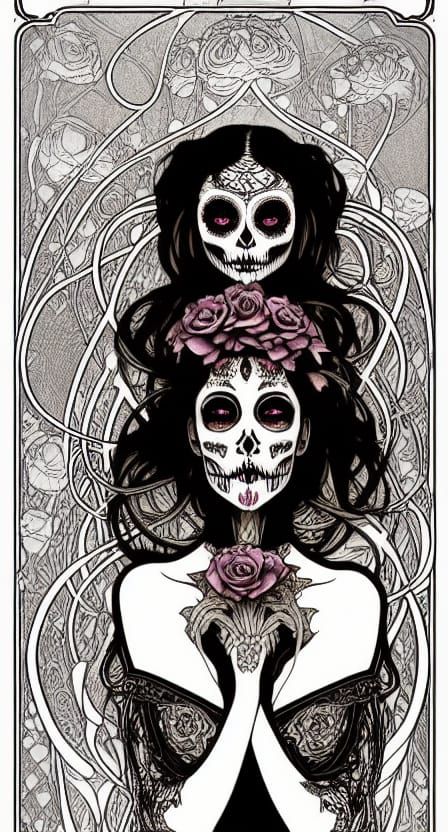Art Nouveau Lich Woman with Spider Web Dress