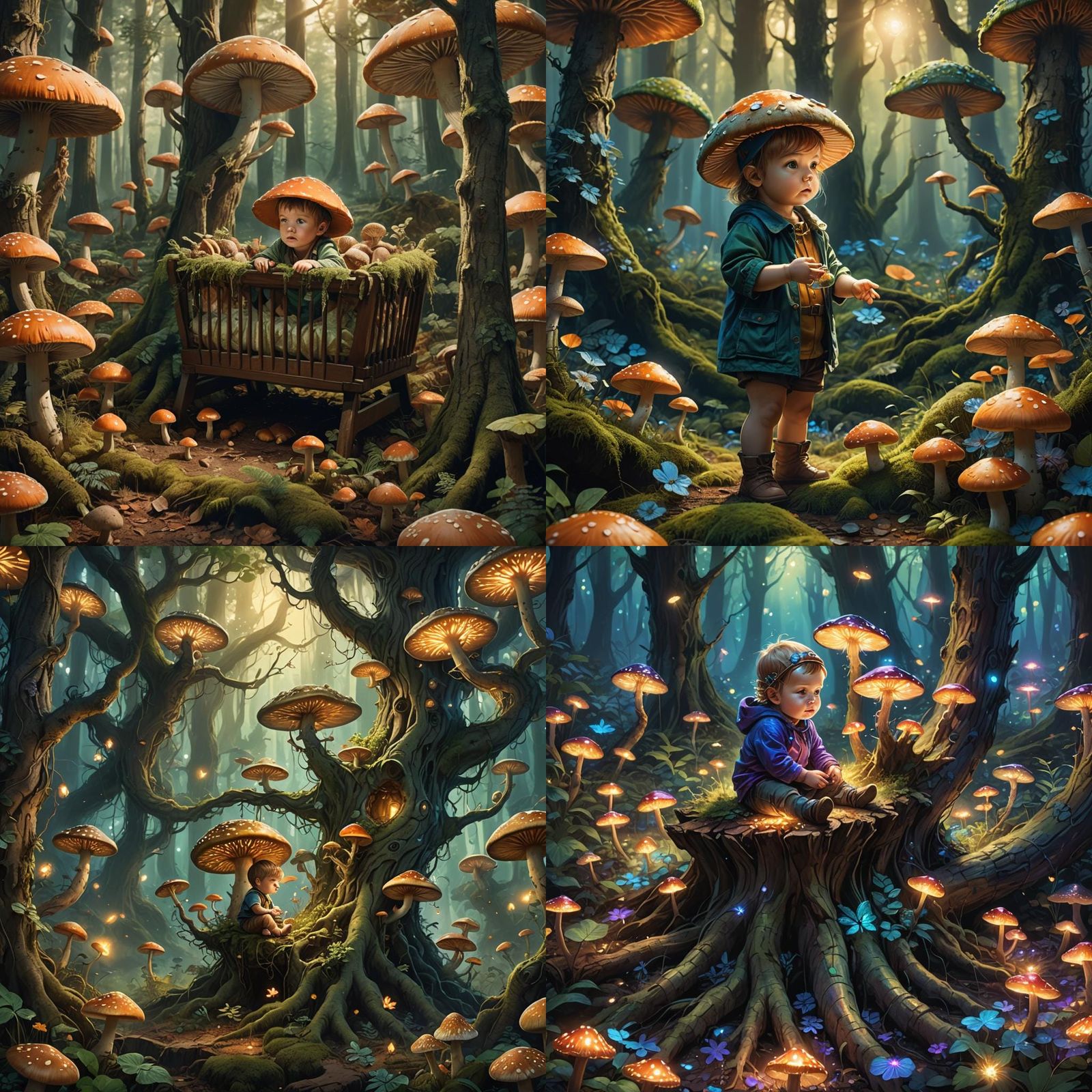 Baby in Forest: Detailed Fantasy Concept Art