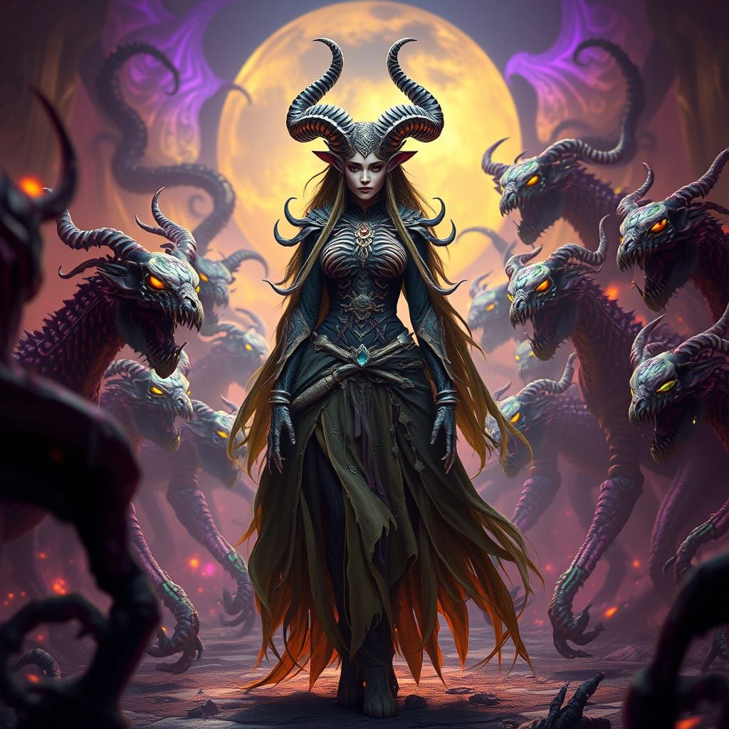 Ethereal Bone Trader in Cosmic Horror Landscape