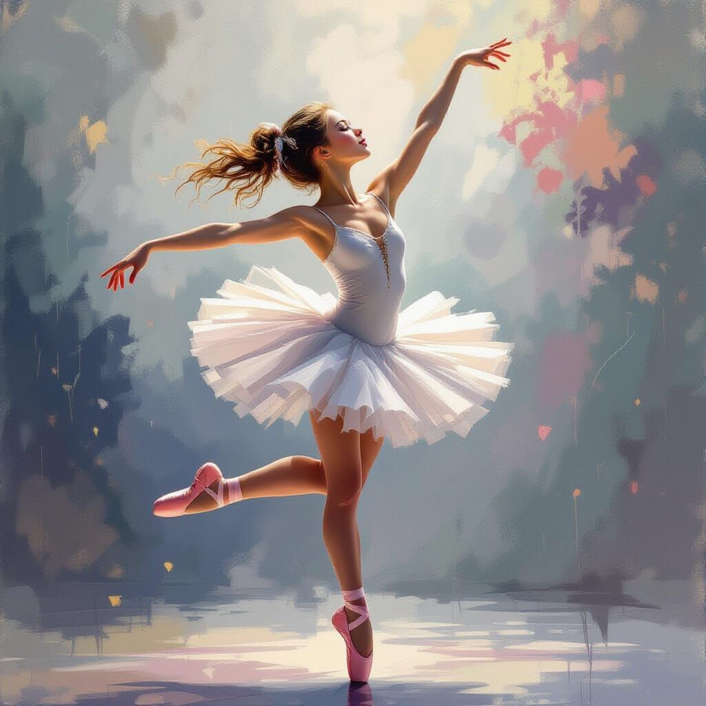 Ballerina in Dramatic Splash Art Style