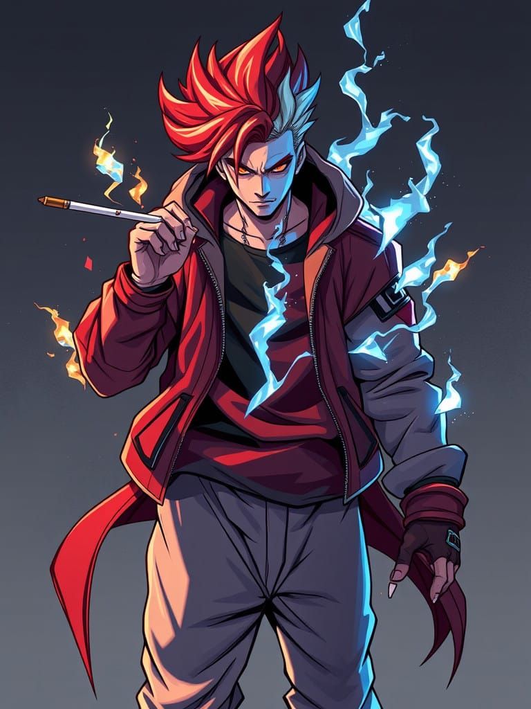 Urban Superhero with Fiery and Icy Powers