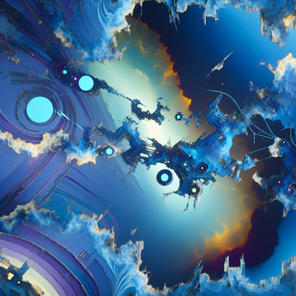 Abstract Frutiger Aero Wallpaper in Deep Blue, 4K