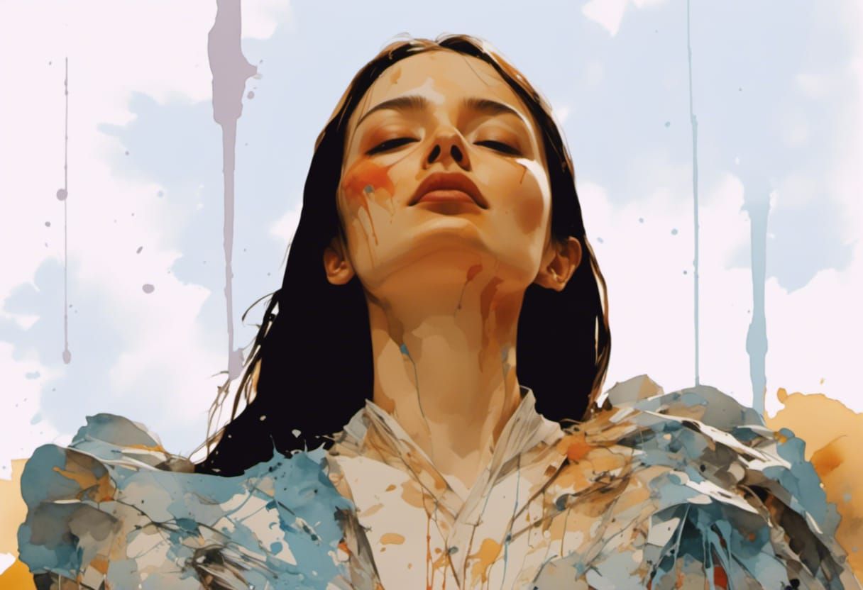 Happy Girl in Watercolor Clip Art Style