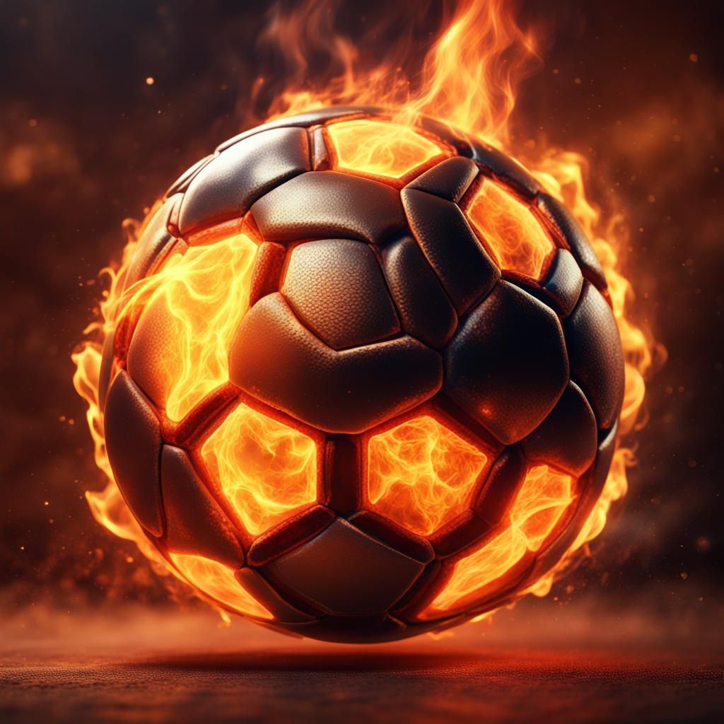 Fiery Soccer Ball Fantasy Concept Art
