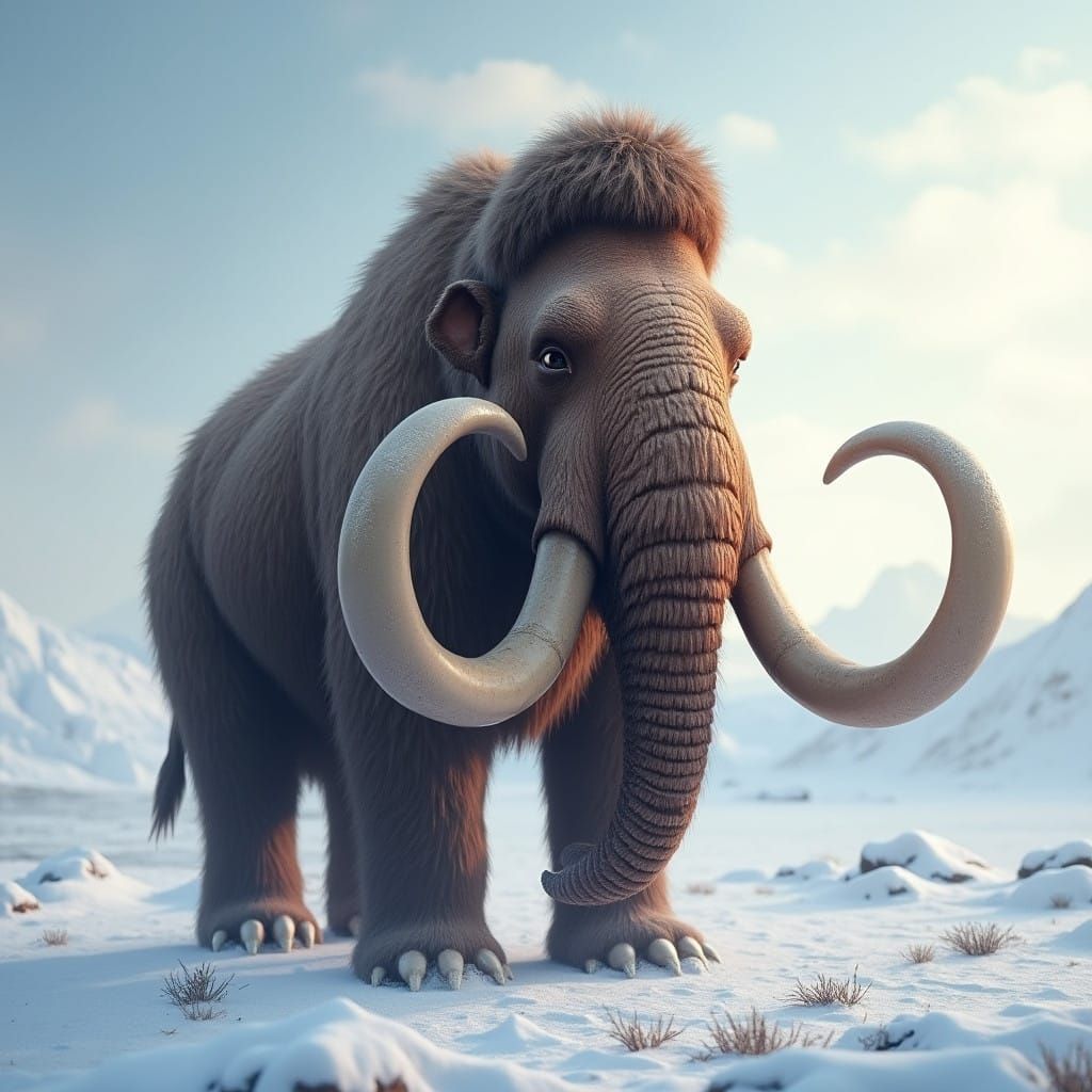 Woolly Mammoth in Ice Age Landscape